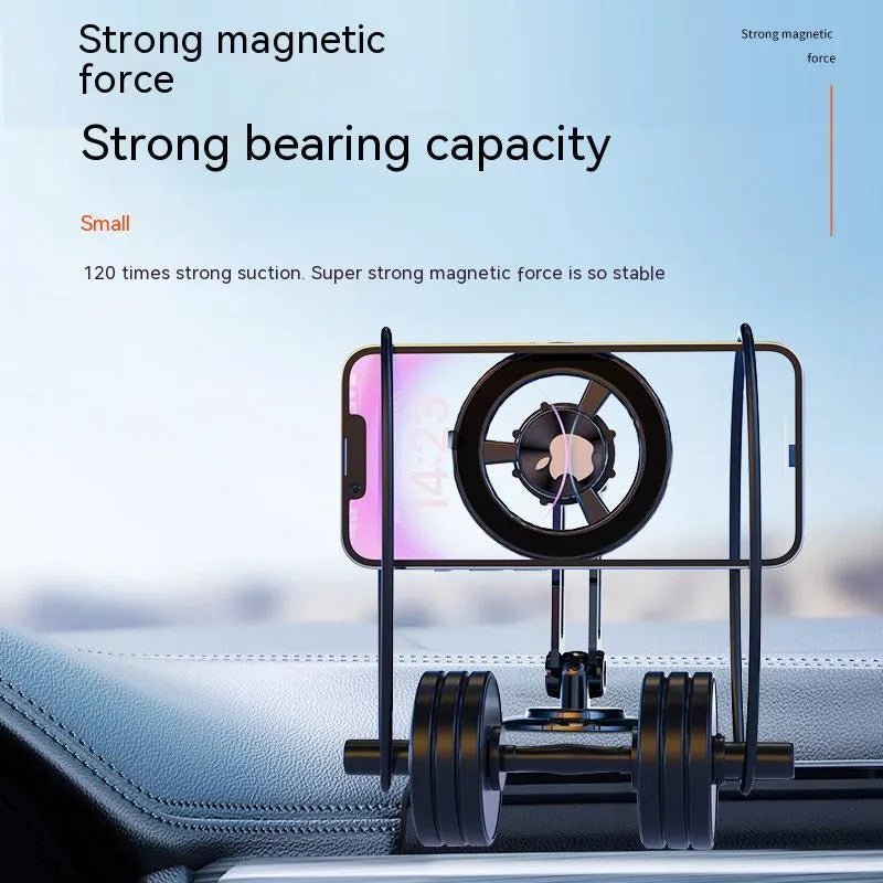 All-metal magnetic car phone holder with magnetic rings and adhesive pads in four colour options