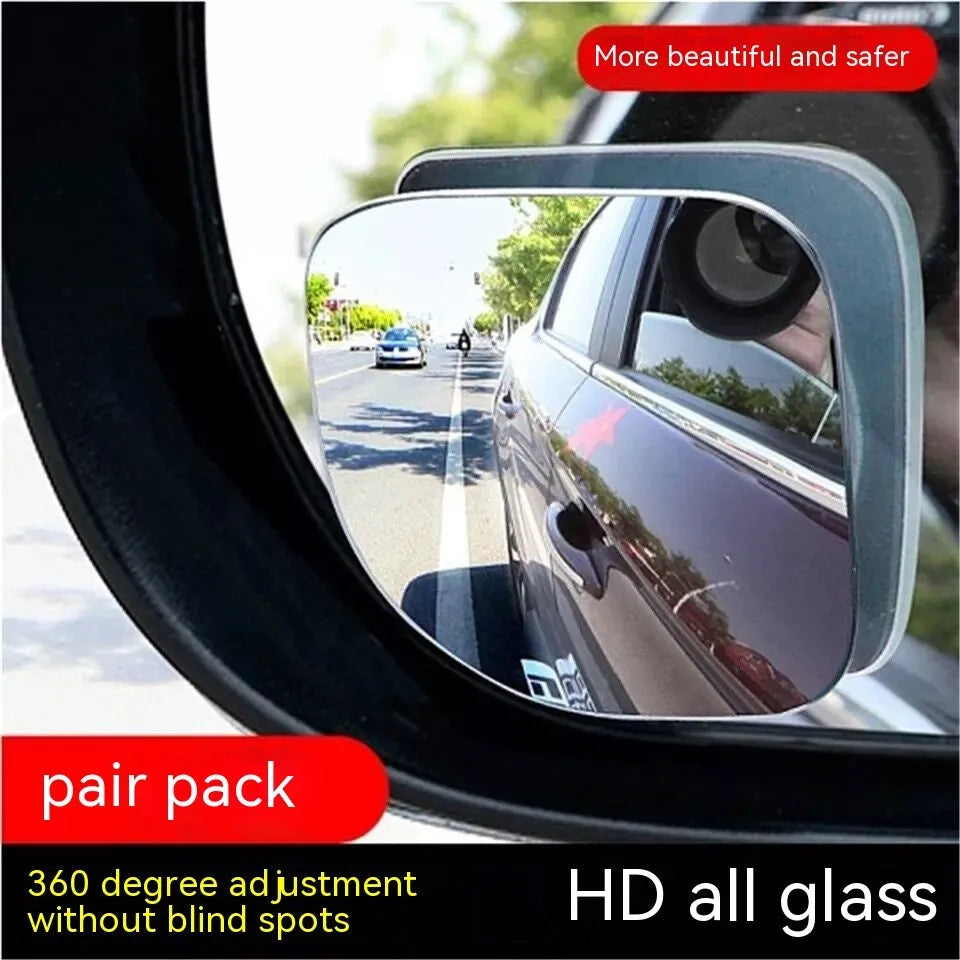 White glass car rearview mirror with 360-degree adjustable rotation for blind spot reduction