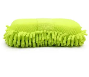 Silver green chenille microfiber car wash sponge measuring 14 by 25 centimetres