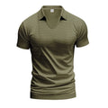 Men's loose fit V-neck short sleeve t-shirt in light grey cotton blend fabric