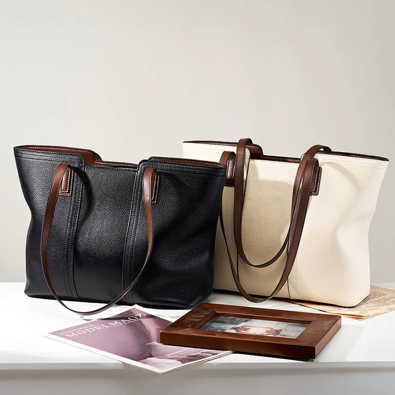Women's genuine leather crossbody bag with horizontal square design and single shoulder strap