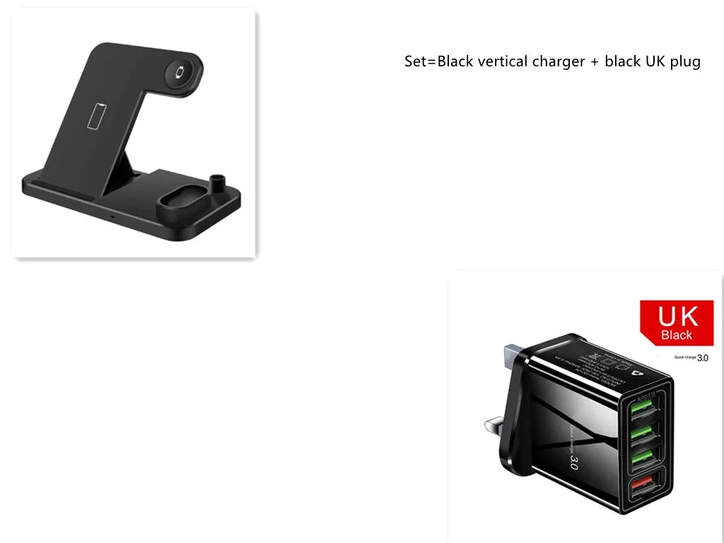 4-in-1 wireless charging station with adjustable stand for Apple Watch, iPhone, AirPods, and Apple Pencil