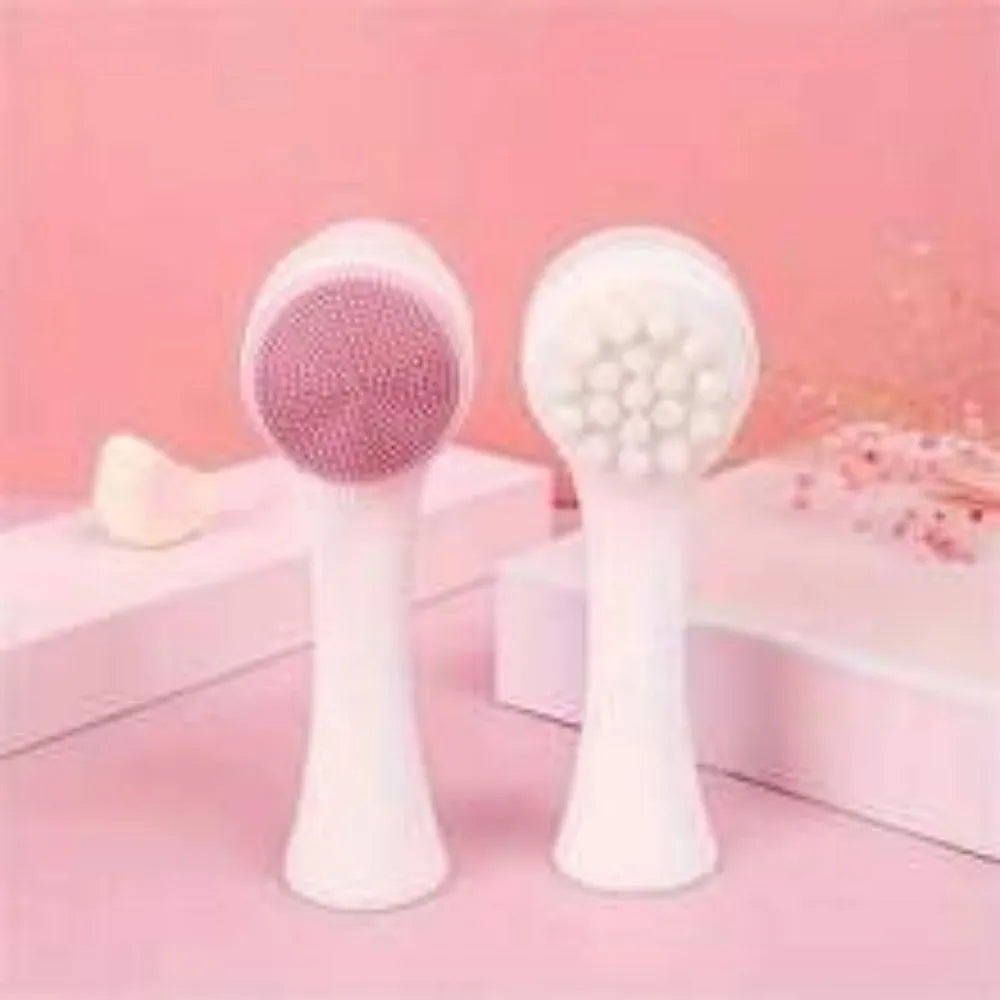 Blue nylon pet grooming brush with gentle bristles for dog and cat coat massage