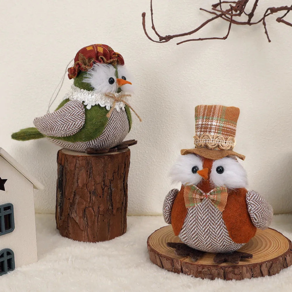Orange or green Thanksgiving owl pendant ornament for window or desktop holiday decoration