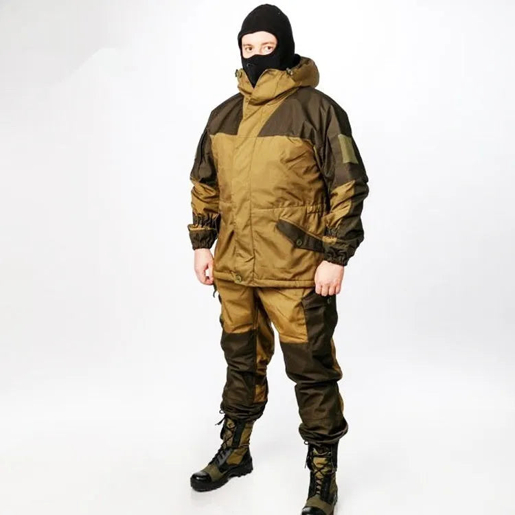 Men's special forces style tactical combat suit in cotton blend fabric, featuring a jacket and trousers.