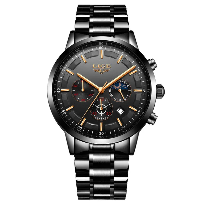 Men's waterproof quartz sports business watch with 12mm case in four colour options