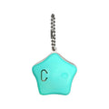 Blue rechargeable silicone pet pendant light attached to a dog collar for night walking.
