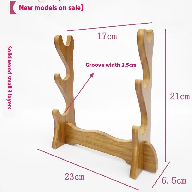 Handmade wooden Chinese style wall bracket shelf with multiple layers for display.