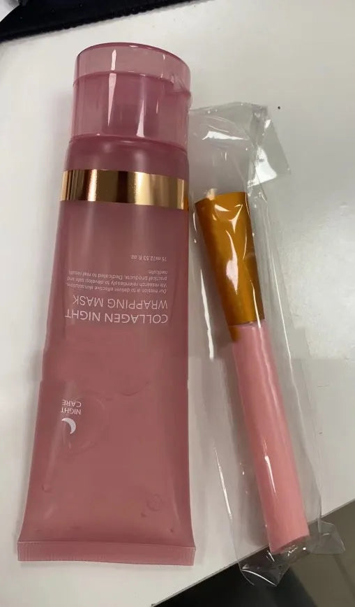 75ml collagen night face mask with application brush for firming and hydration