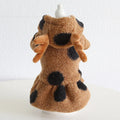 Polka dot pattern pet clothing with elk couple motif in four-legs or skirt style options