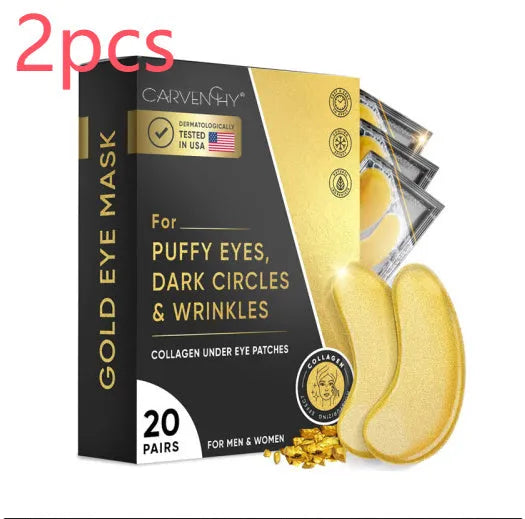 24K gold under eye mask patches in thin sheet format, 20 pairs, for eye bags and wrinkles
