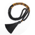 Tiger eye stone tassel sweater chain with 81cm circumference and drop shape pendant