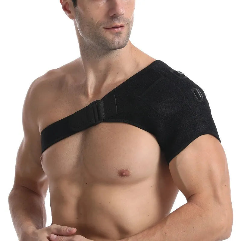USB electric heating shoulder pad shown as a single padded unit with a USB cable for power.