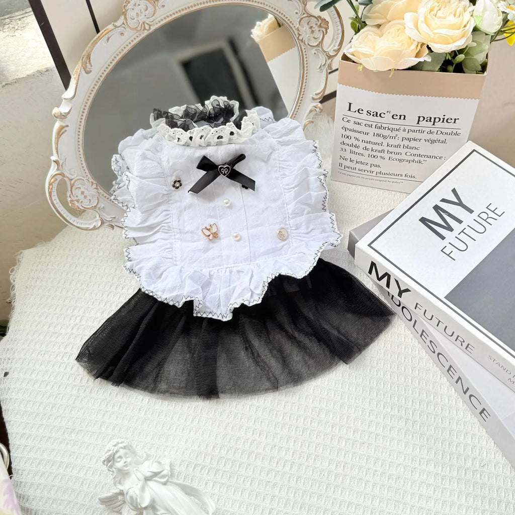 White polyester waltz gauze skirt for small dogs in princess style.