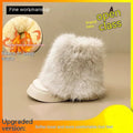 Women's black waterproof snow boots with fleece lining and platform rubber sole