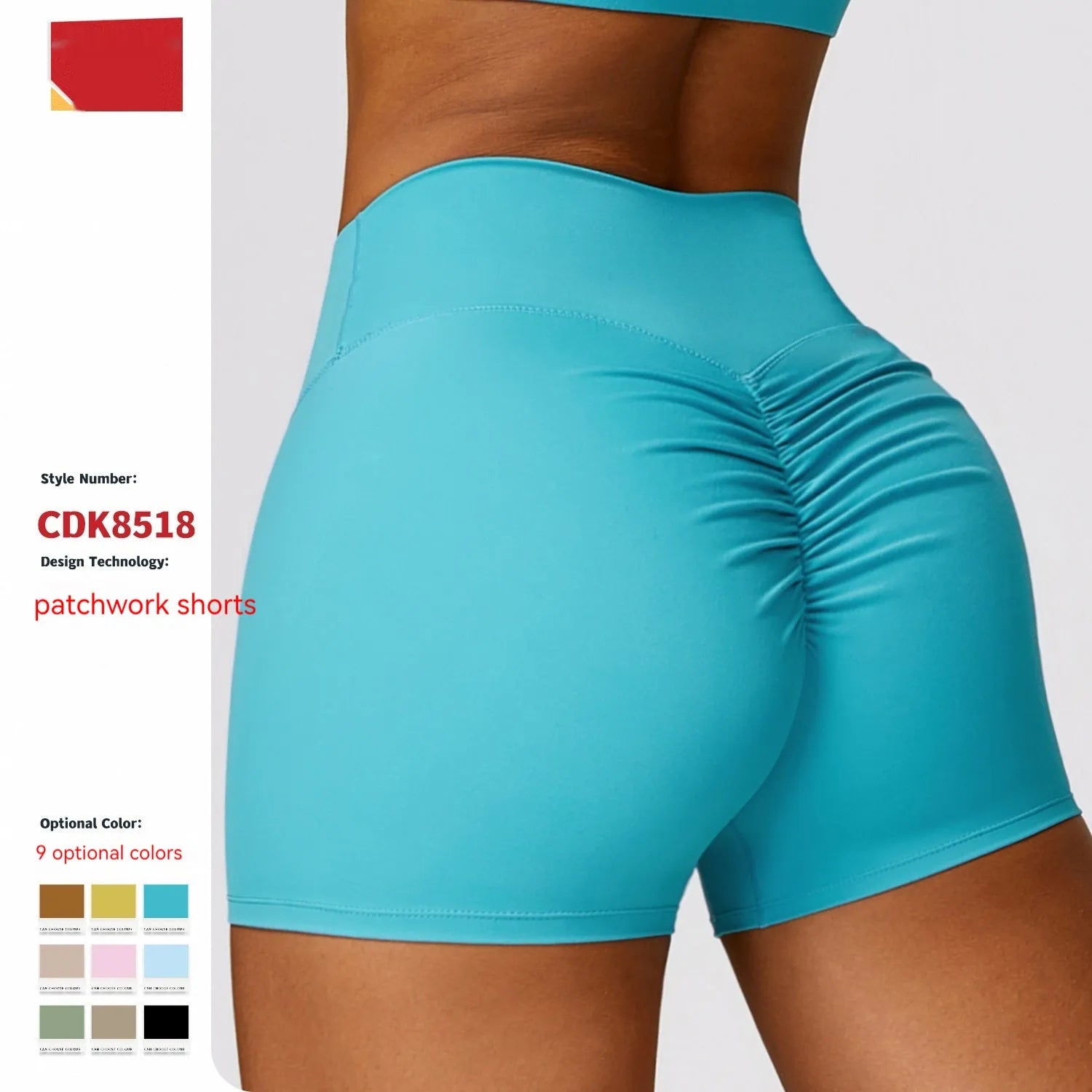 Women's high waist yoga shorts in nylon fabric for fitness and belly contouring.