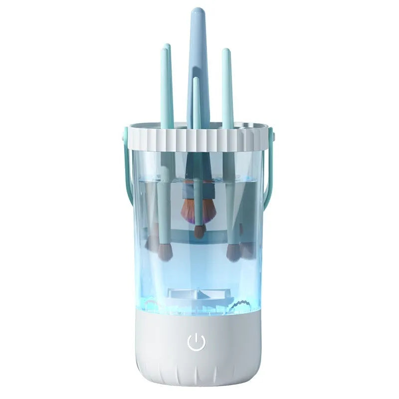 White rechargeable electric makeup brush cleaner with USB charging cable 24cm