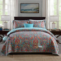 Quilted cotton bed cover three-piece set with printed patterns for 1.5-1.8m beds
