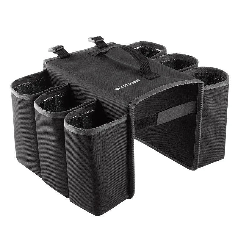 Bicycle double-sided drink holder bag with anti-scratch shelf and 2-litre storage capacity