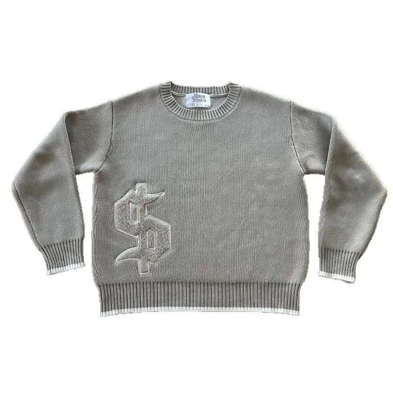 Grey Design Sense jacquard knitwear coat with loose fit and long sleeves