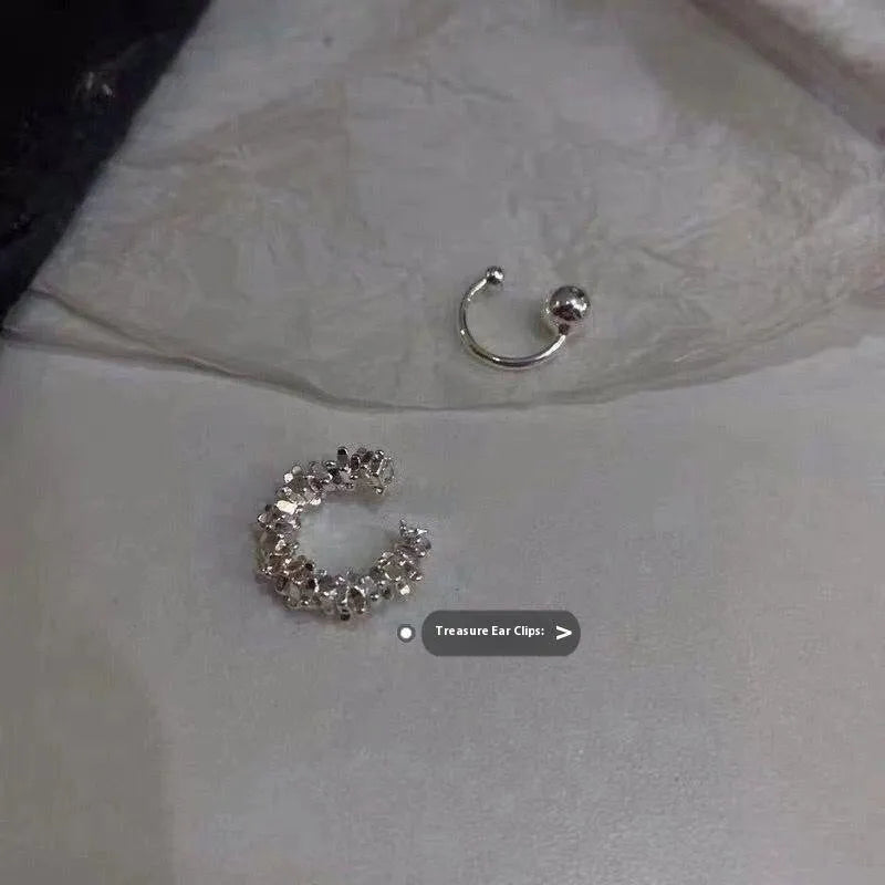 Women's geometric ear clip earrings with irregular shapes and frosty finish in alloy