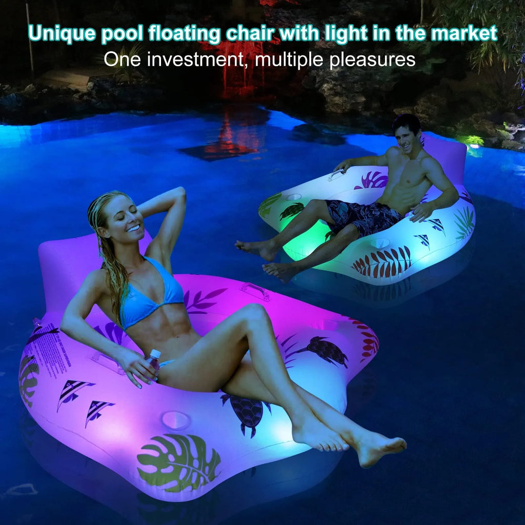 White U-shaped inflatable pool float with luminous elements