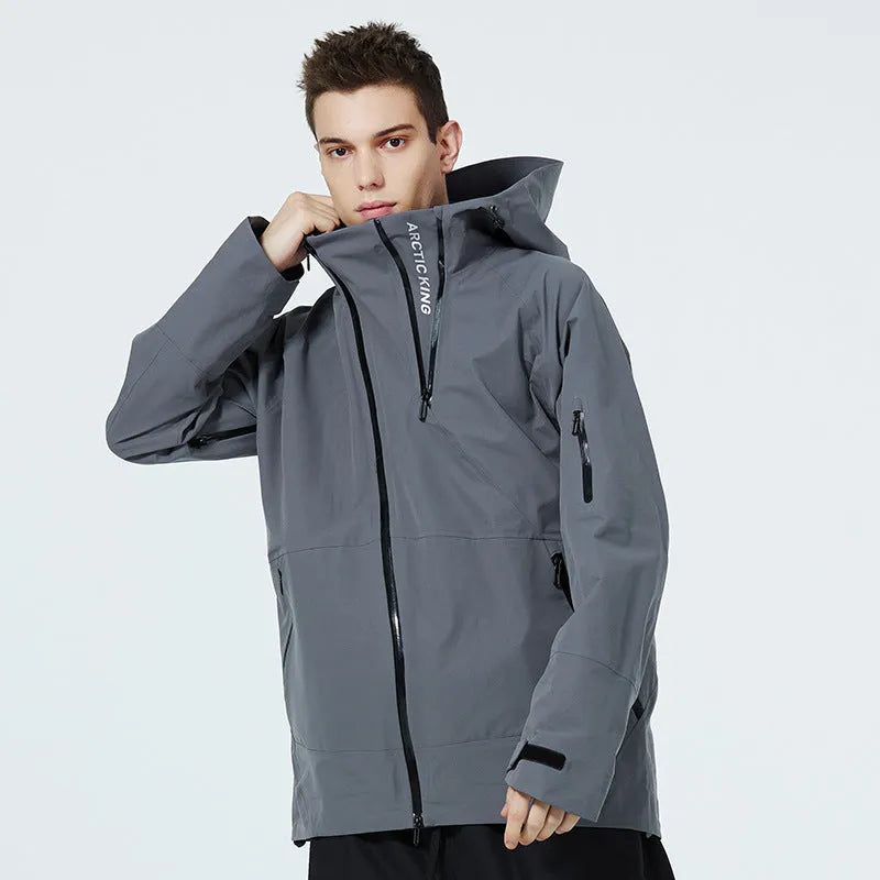 Men's and women's windproof waterproof ski suit in yellow, black, grey, or liner colour options