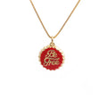 Copper bottle cap pendant necklace with 18K gold plating on 40cm box chain