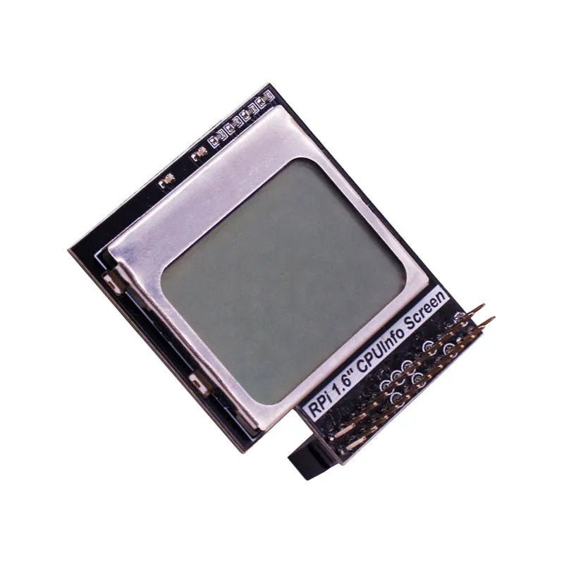 Raspberry Pi 1.6 inch LCD display with backlight switch showing CPU information