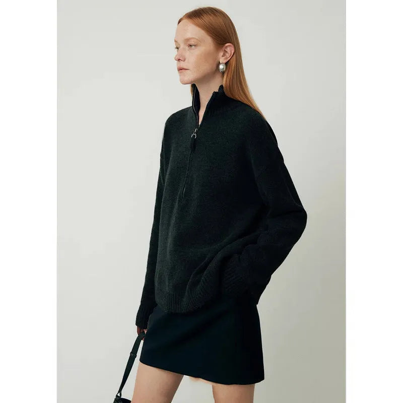 Women's loose lapels wool bandage dress in black or grey for autumn and winter wear