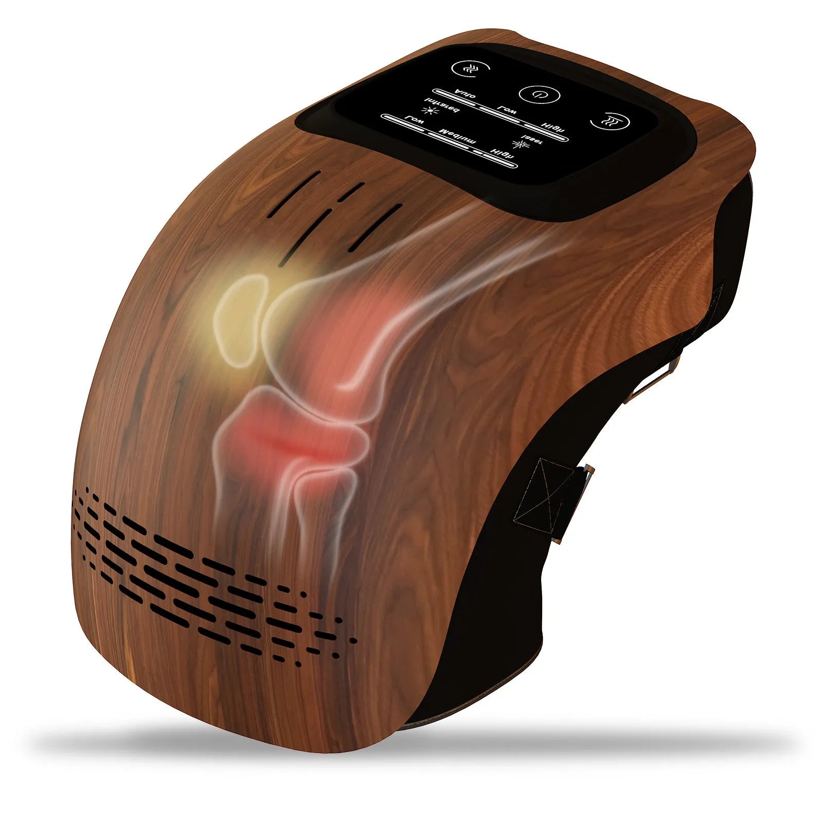White rechargeable electric knee massager with kneading, heating and infrared laser functions