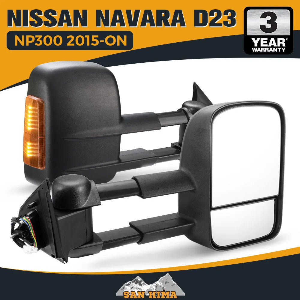 Black electric exterior rear vision mirror for Nissan D23 NP300 2015 onwards pickup truck