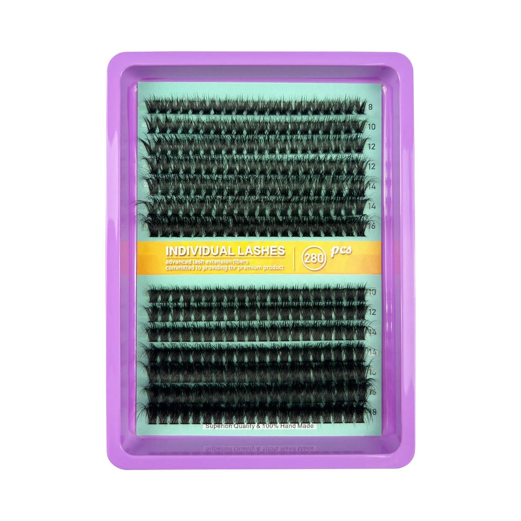 Black large capacity eyelash storage box showing dimensions and false eyelash organisation