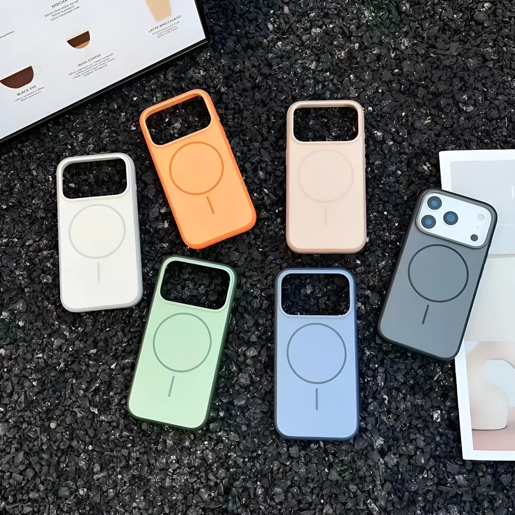 Blue frosted magnetic protective case for iPhone 16 and iPhone 17 Pro Max phones