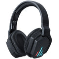 Luminous black wireless gaming headphones with adjustable headband and ear cups