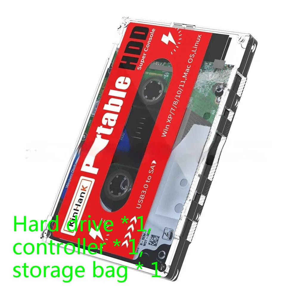 2TB external mechanical hard drive for mobile gaming with protective storage case and USB cable