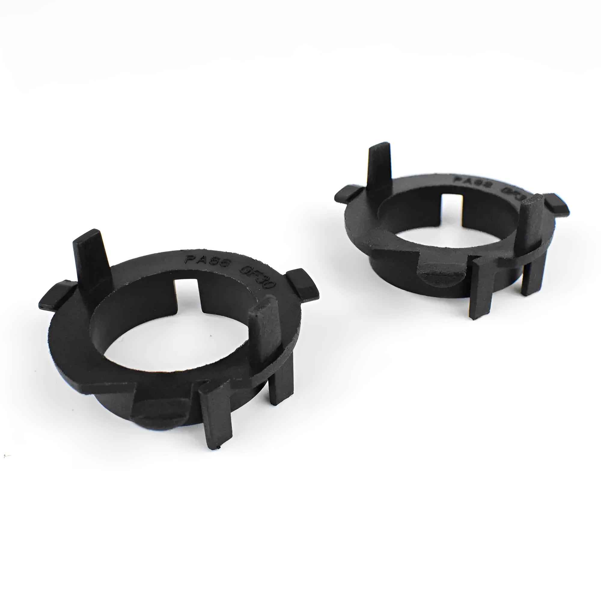 Black ABS plastic car LED headlight card holder for compatible vehicle models.