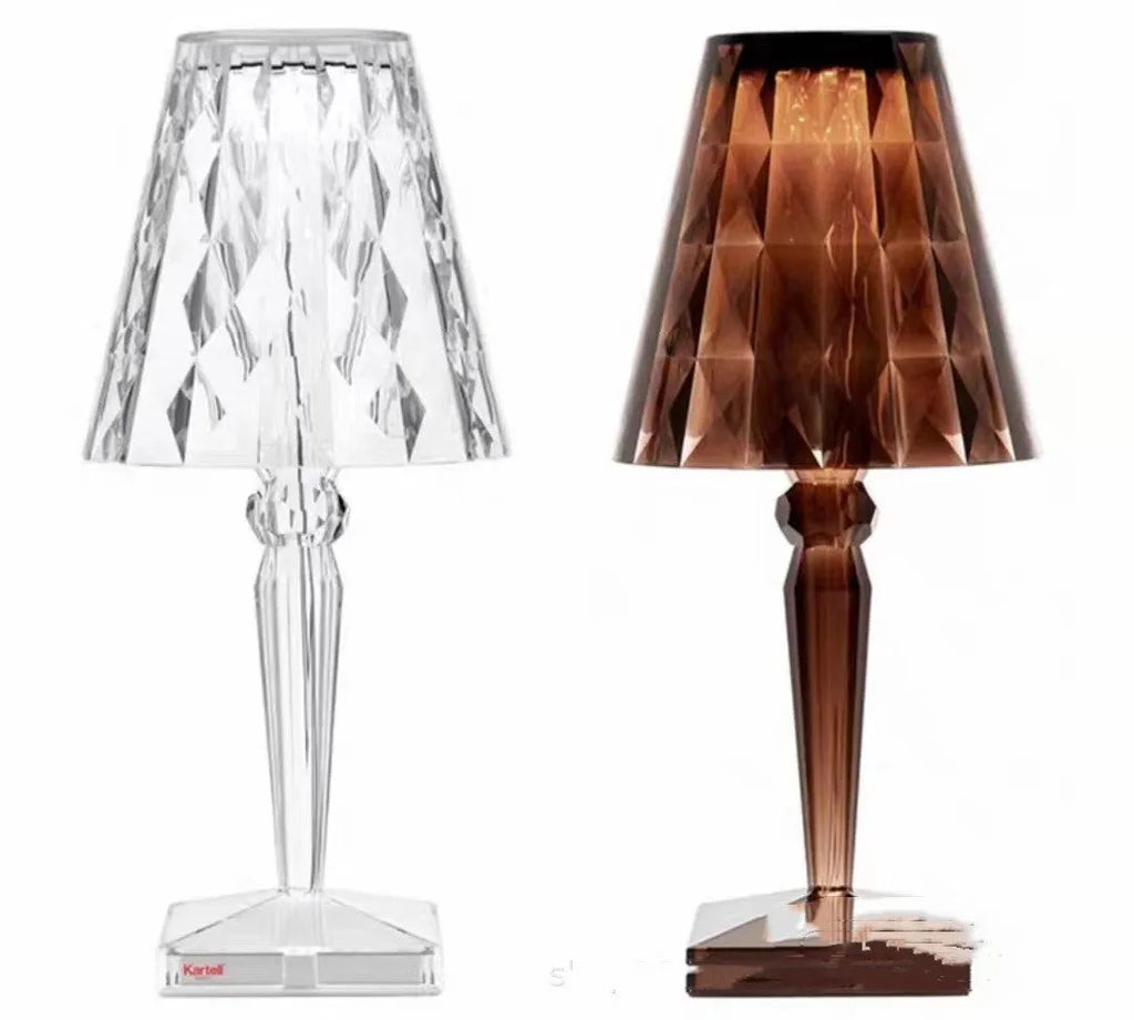 Rose gold portable touch night light with projection and dimming controls