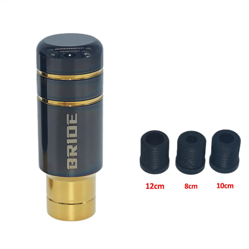 Roasted blue aluminium alloy car gear shift head with three black rubber installation sleeves