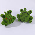 Handmade green plush frog woven car pendant hanging, showing cartoon style and 15cm length.