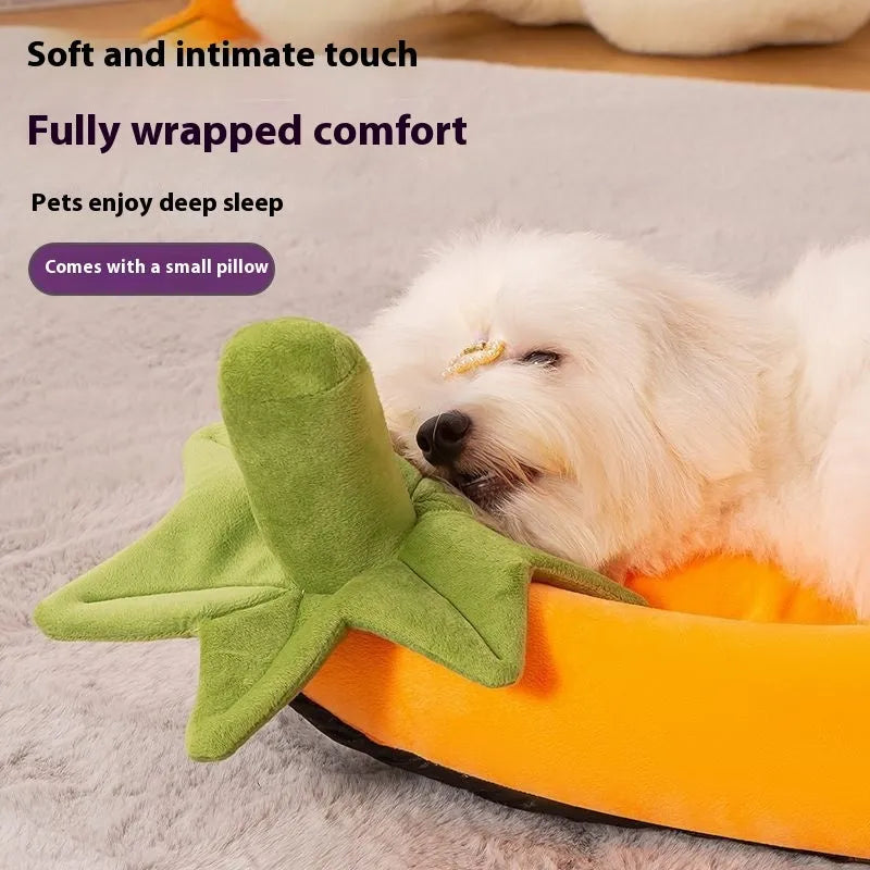 Removable washable cloth pet bed mat shown in purple colour with size options for dogs and cats