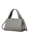 Genuine cowhide messenger bag in horizontal square shape with double shoulder straps and retro texture