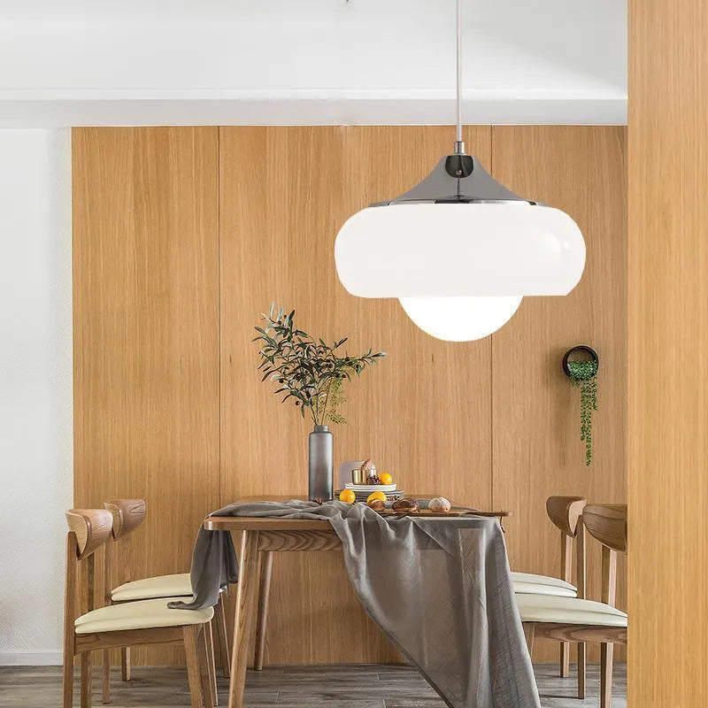Bauhaus three headed egg tart pendant light in milk white glass for retro ceiling lighting