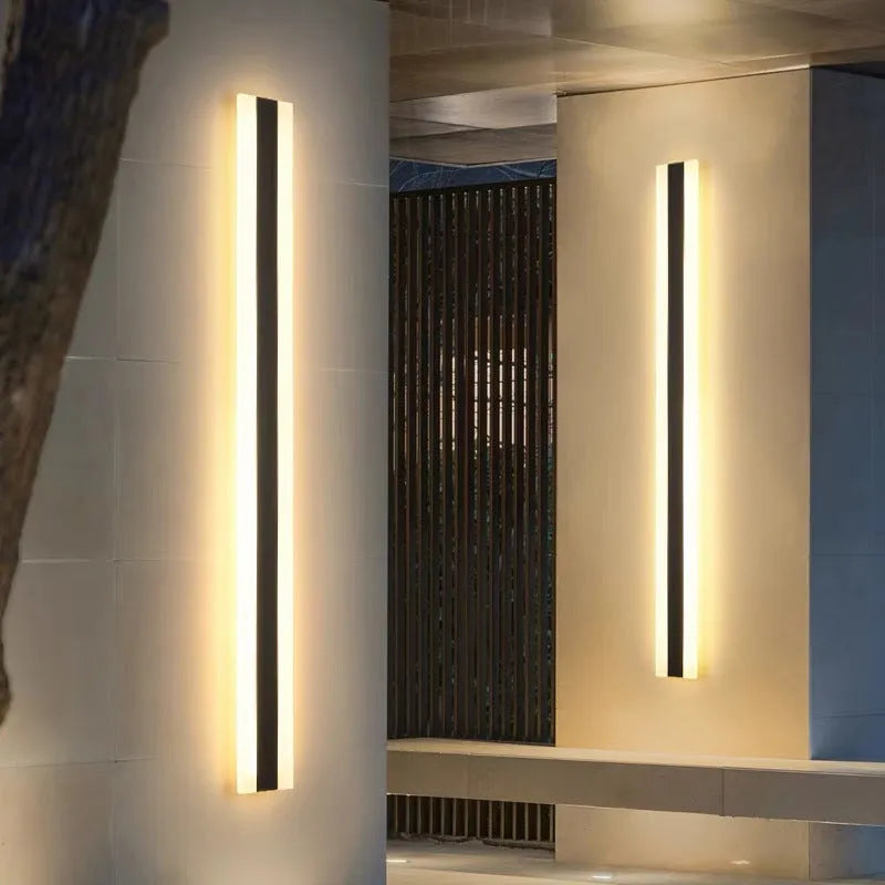 150cm outdoor LED strip wall lamp with wrought iron construction and IP65 waterproof rating