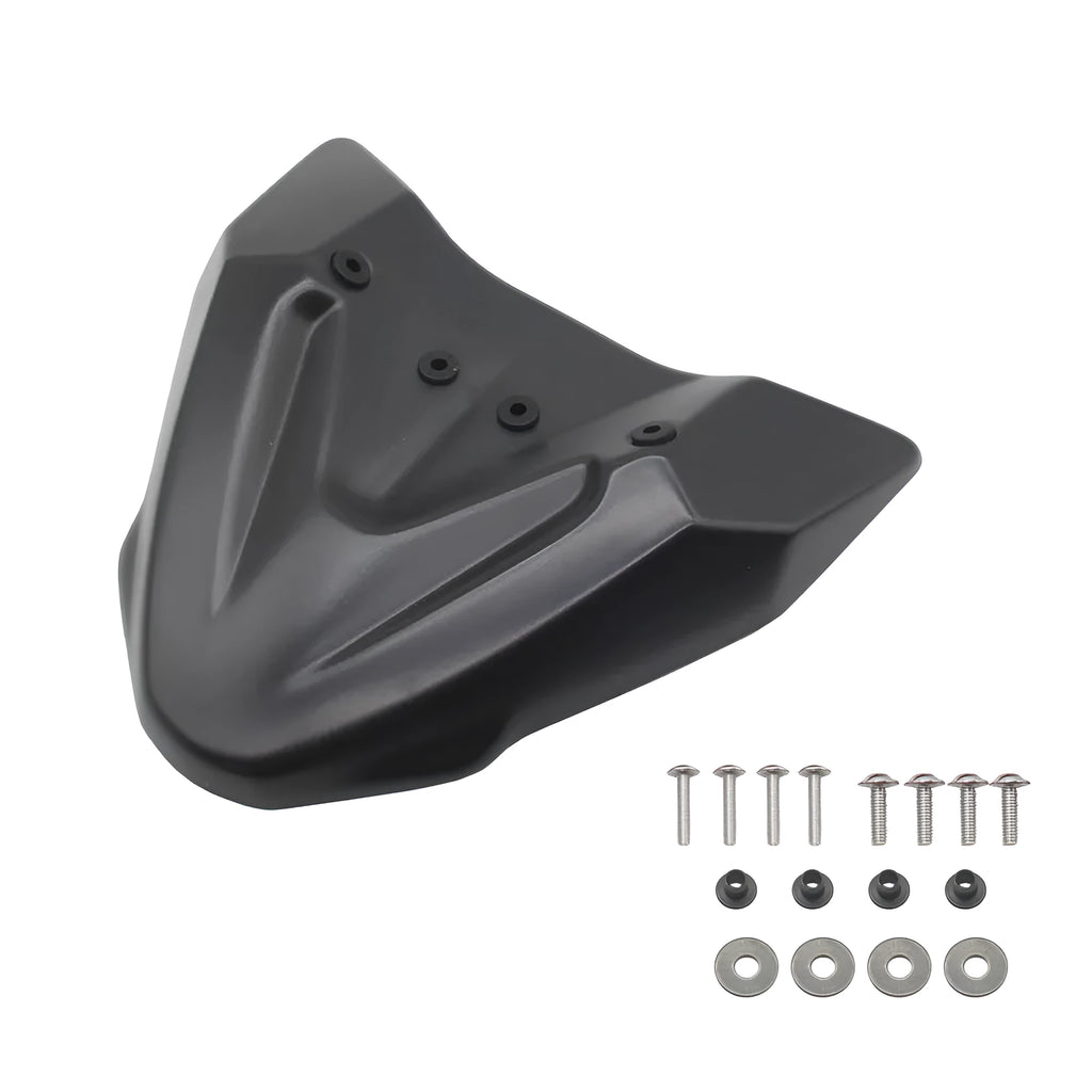 Black ABS plastic fixed wind front wing accessory for KTM 390 and 790 Adventure ADV motorcycles.