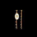 Stainless steel geometric earrings showing three style options: Eight Awn Star, Eye, and Shell Sun designs