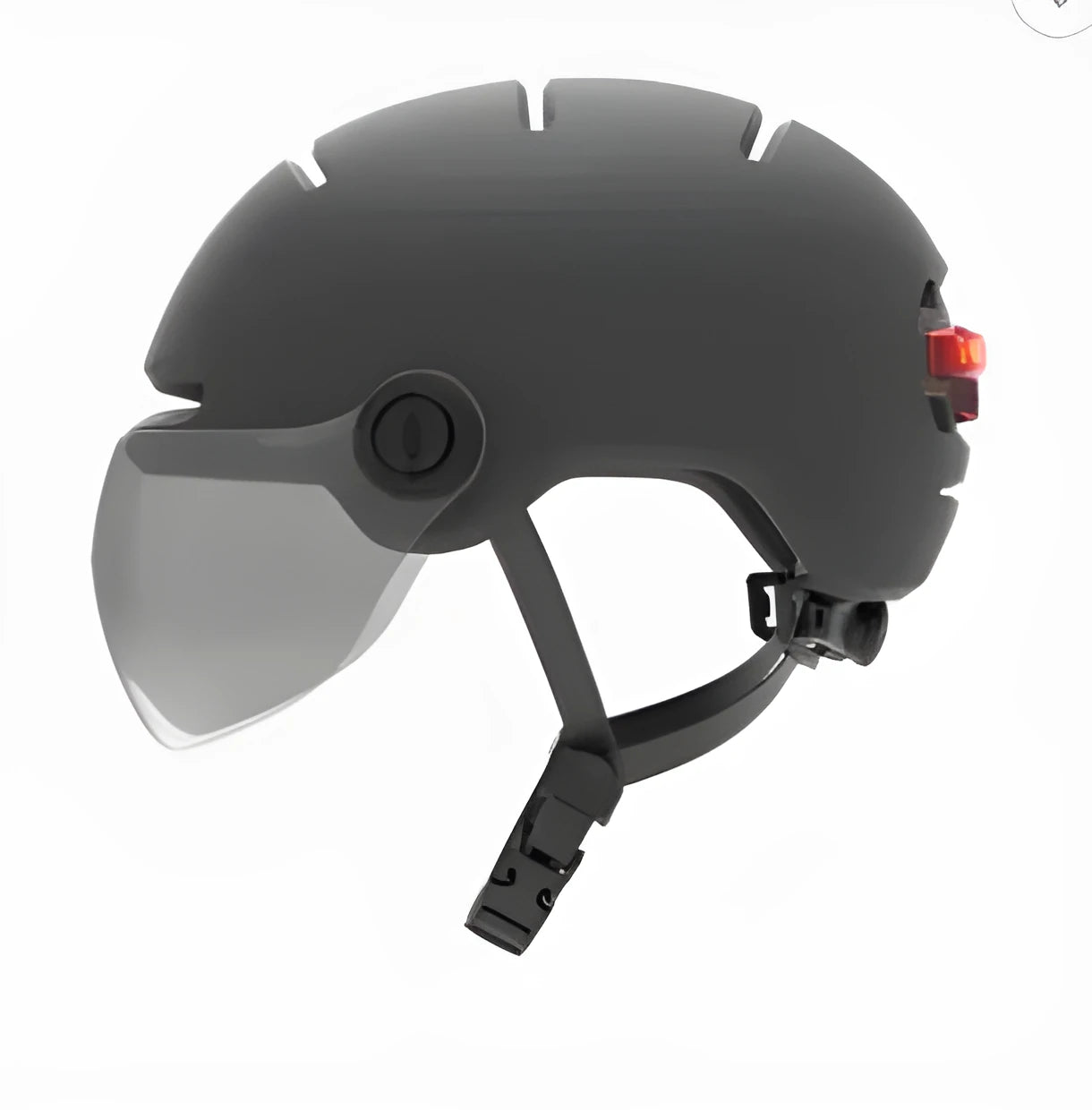 Cycling helmet with integrated LED brake light and running lights in black PC shell