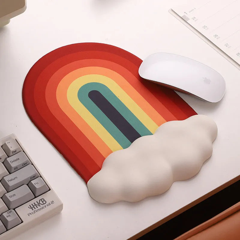 Silica gel wrist rest mouse pad and keyboard support set in cloud pattern design