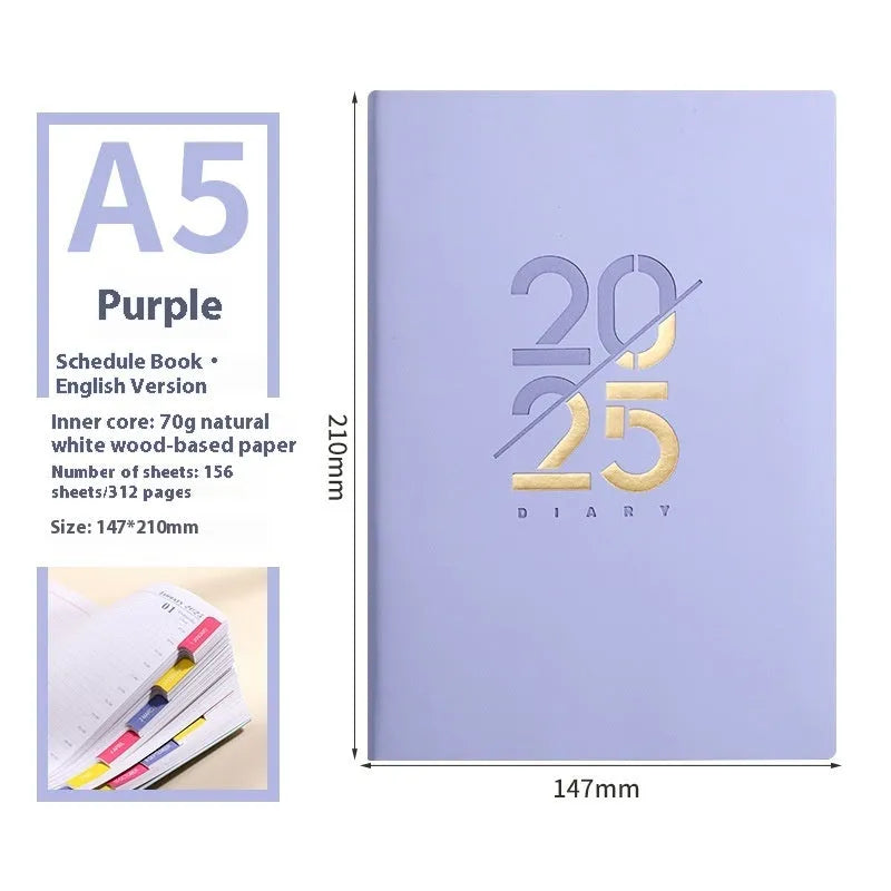 A5 faux leather daily planner in multiple colours with 150 sheets of Dorian paper