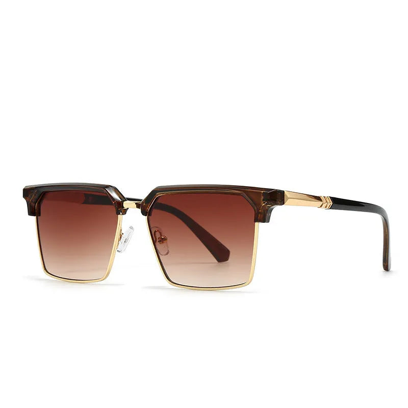 Men's square plastic sunglasses with box-style frames showing six colour variations